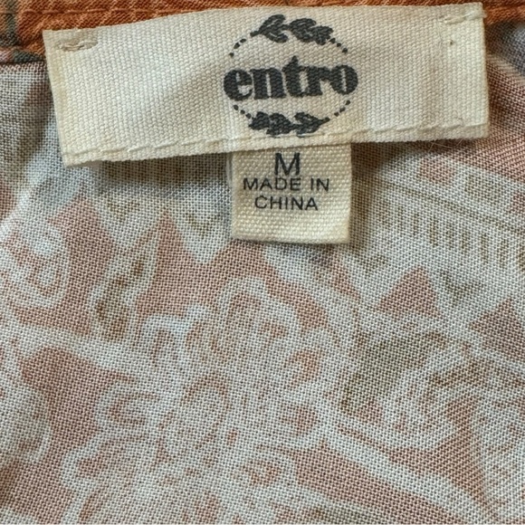 Entro Cara Babydoll Dress Size M Orange Floral Ruffle Sleeve Boho Summer Dress - Picture 4 of 7